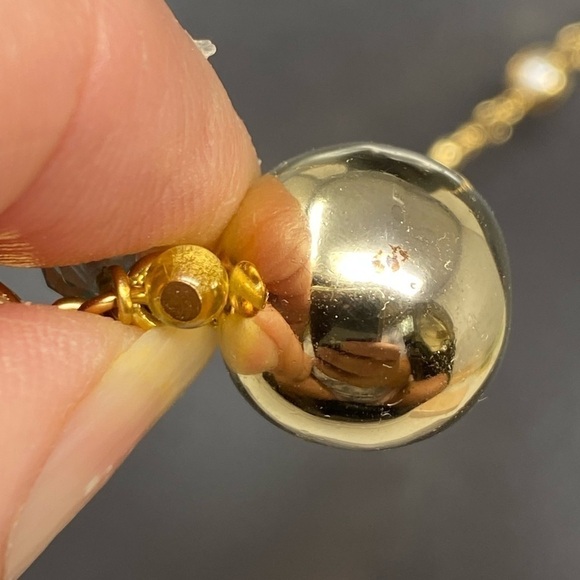 VINTAGE Kirks Folly Golden Star Angel BEAR faux pearl Necklace chime BALL w/box - Picture 3 of 16